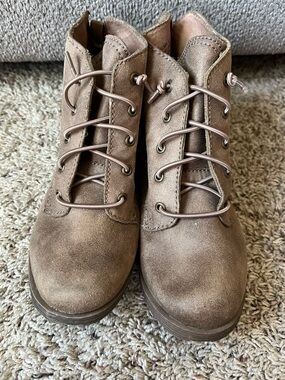 Taupe Suede Lace-Up Ankle Boots